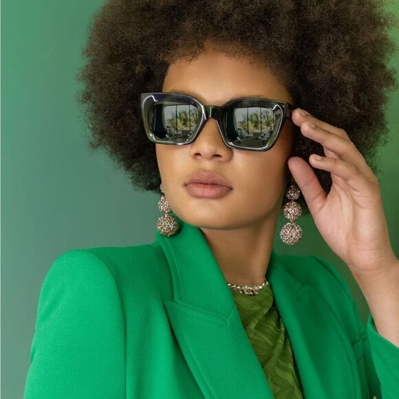 Anthropologie x Transparent Sunglasses Marnie Green Tie Dye Polarized NWT main image 12